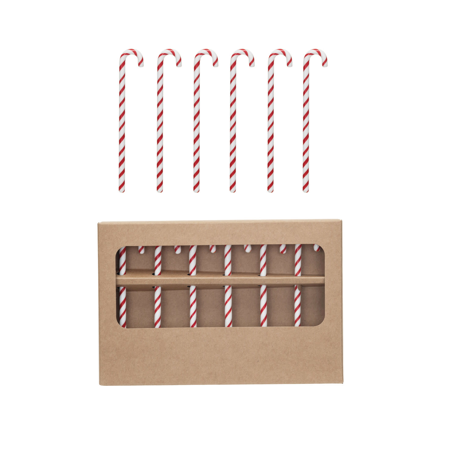 Creative Co-op Glass Candy Cane Stir Sticks
