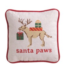 Mud Pie SANTA XMAS NEEDLE POINT PILLOW