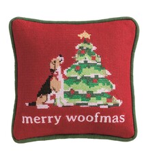 Mud Pie MERRY XMAS NEEDLE POINT PILLOW