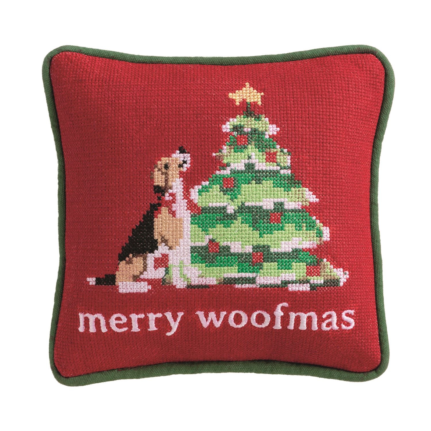 Mud Pie MERRY XMAS NEEDLE POINT PILLOW