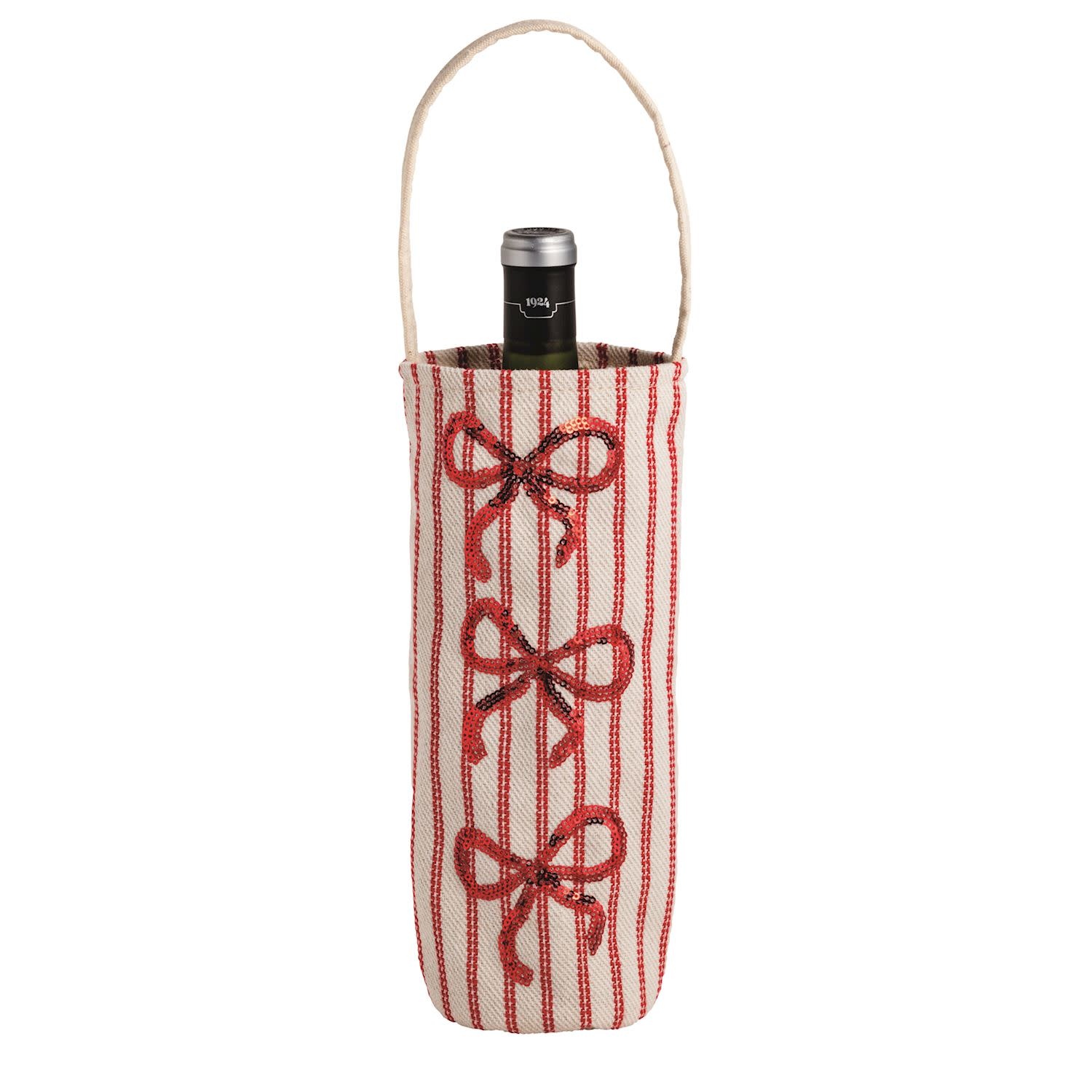 Mud Pie BOW SEQUIN WINE BAG