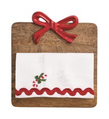 Mud Pie RED BOW WOOD SQUARE BOARD