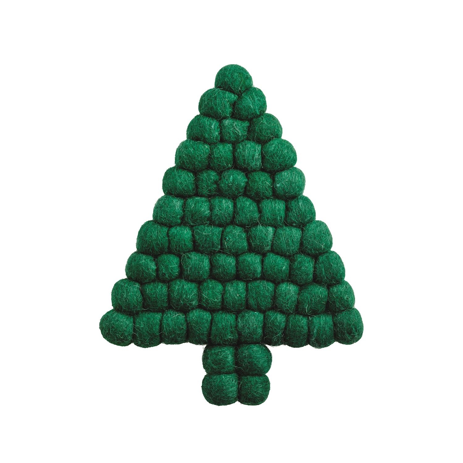 Mud Pie GREEN TREE FELTED POM TRIVET