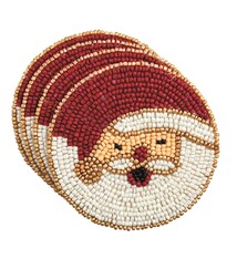 Mud Pie Santa Beaded Coaster Set