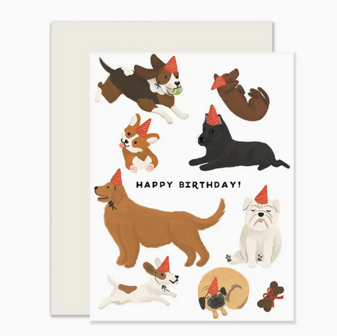 Slightly Stationery Dogs Birthday Card