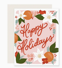 Slightly Stationery Orange Floral Holiday Card