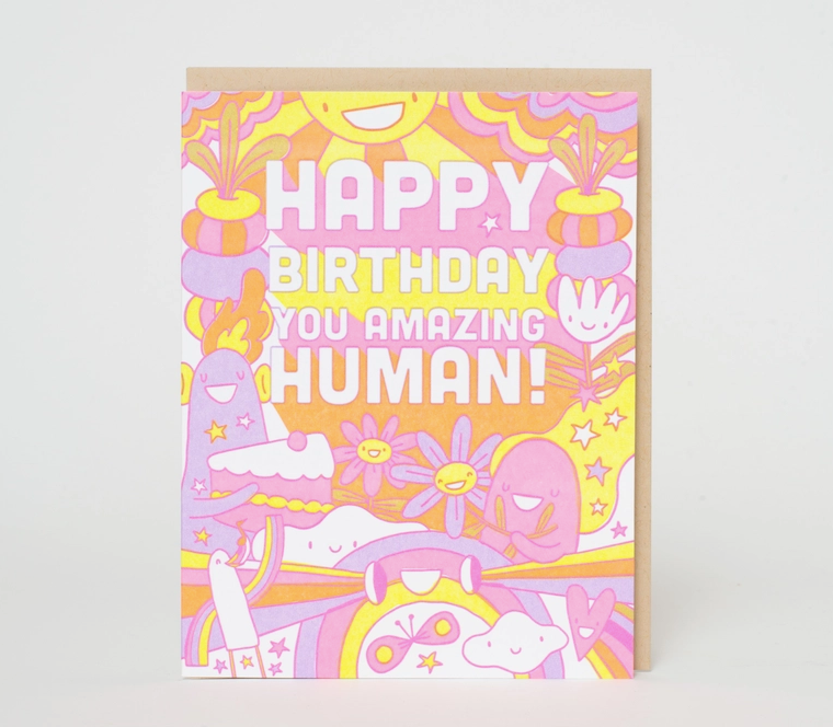 Egg Press Happy Birthday Amazing Human Card