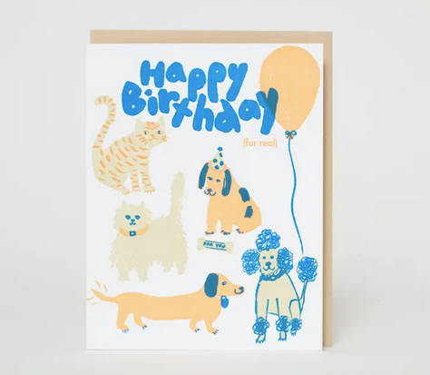 Egg Press Birthday Dog & Cat Party Card
