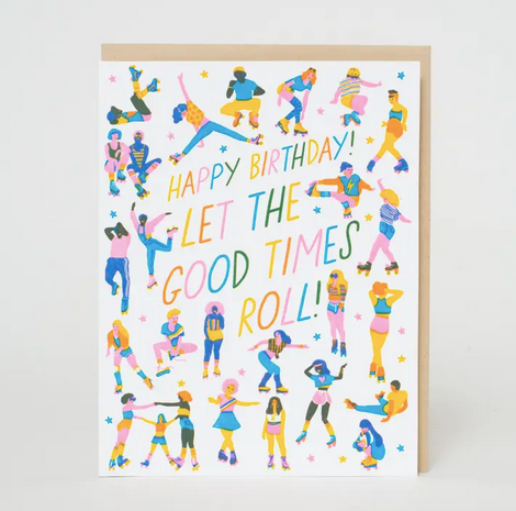 Egg Press Roller Skaters Birthday Card
