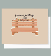 the letters mdn Baltimore Bench Holiday Card