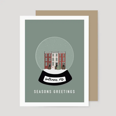 the letters mdn Baltimore Maryland Seasons Greetings Card