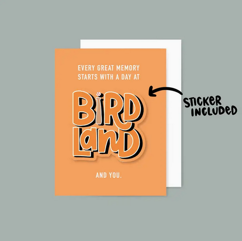the letters mdn Camden Yards Birdland Sticker Card