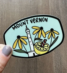 the letters mdn Mount Vernon Badge Sticker