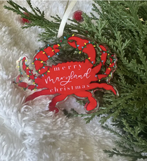 the letters mdn Merry Maryland Christmas Crab Double Sided Ornament