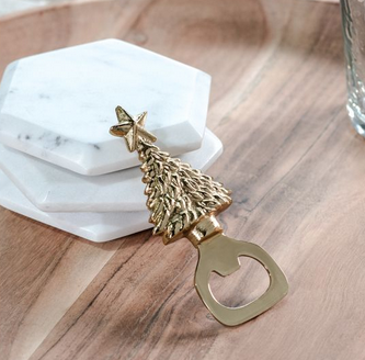 PD Home & Garden GOLD XMAS TREE BOTTLE OPENER