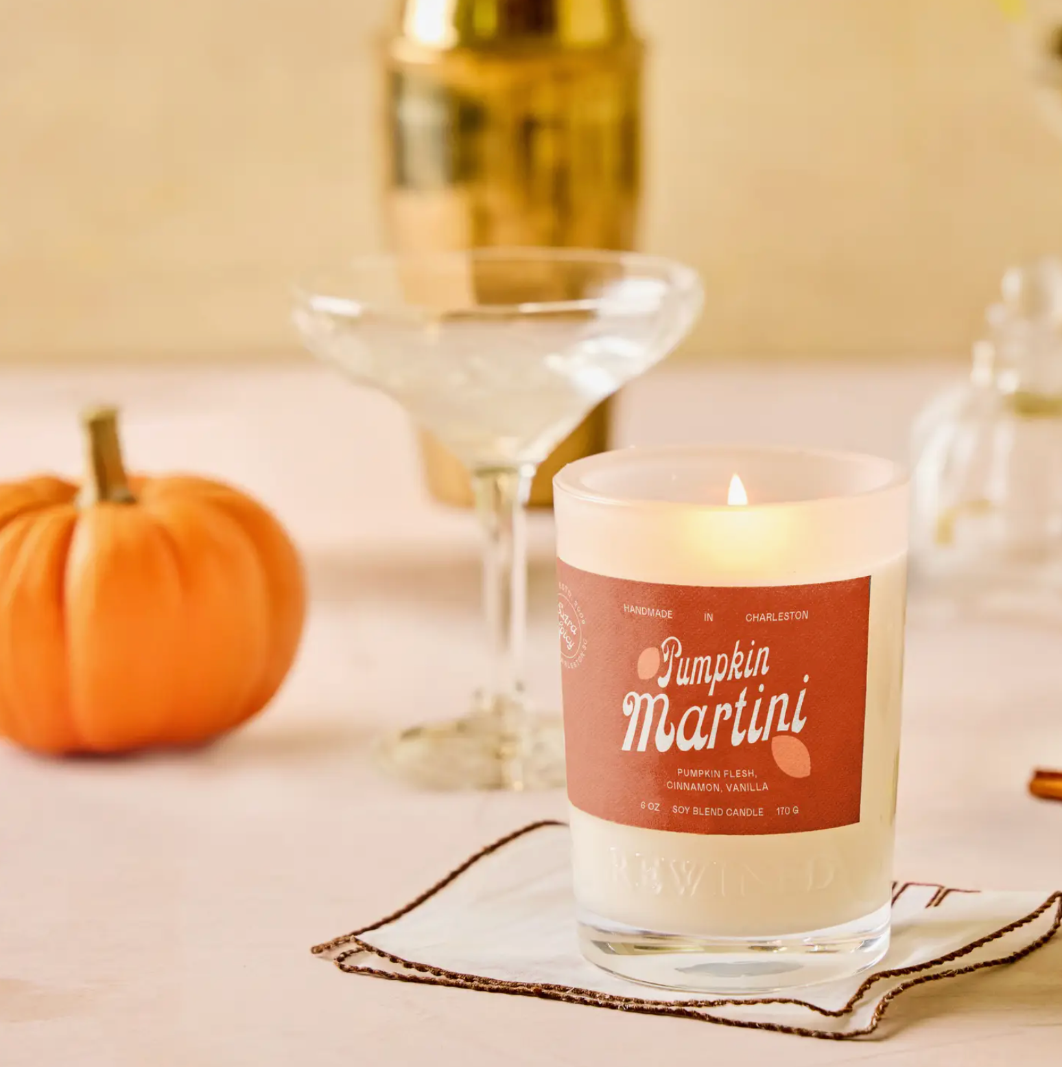 Rewined Pumpkin Martini Candle 6 oz