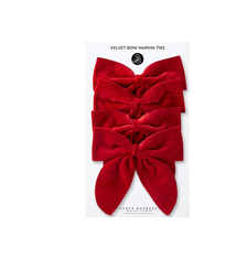 Creative Brands Velvet Bow Napkin Ties - Red