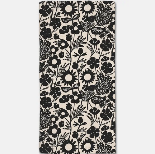 Geometry Black Flower Garden Bar Towel