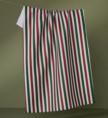 Geometry Ribbon Green Red Tea Towel