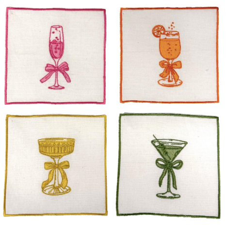 Two's Company CHEERS EMBROIDERED NAPKINS
