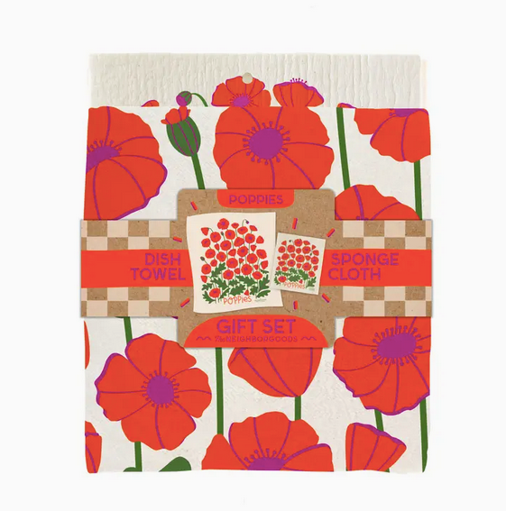 The Neighborgoods Poppy - Tea Towel + Sponge Cloth Set