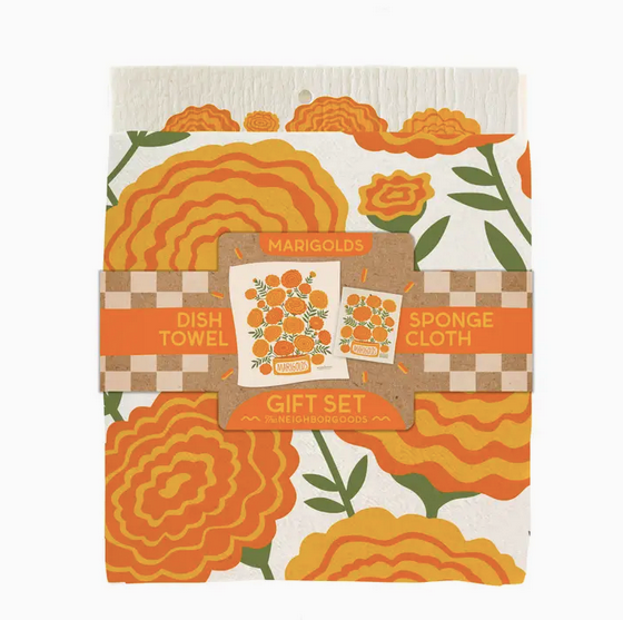 The Neighborgoods Marigold - Tea Towel + Sponge Cloth Set