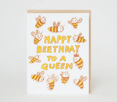 Egg Press Bee Birthday Queen Card
