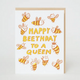 Egg Press Bee Birthday Queen Card