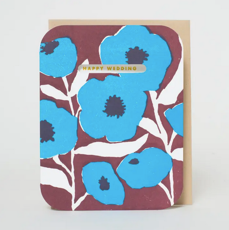 Egg Press Wedding Congrats Blue Poppies Card