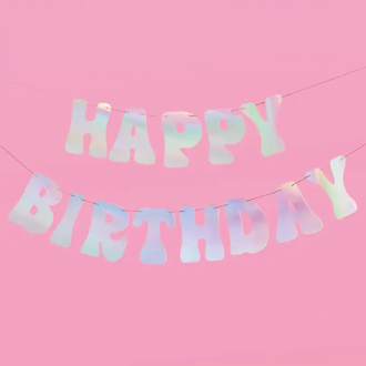 xo, Fetti Happy Birthday Iridescent Foil 5" Banner
