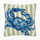 Peking Handicraft Stripe Blue Crab Hook Pillow