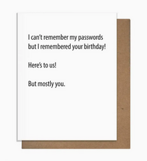 Pretty Alright Goods Passwords Birthday Card