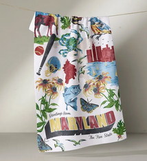 Geometry Greetings from Maryland Tea Towel