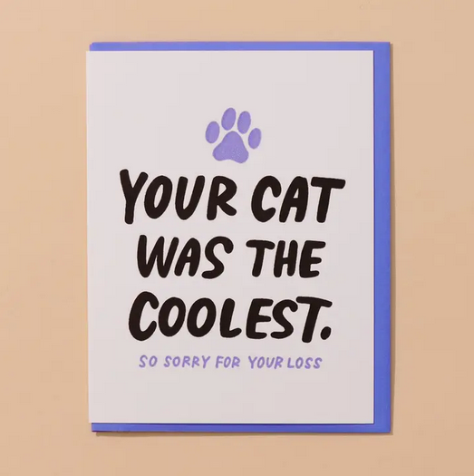 And Here We Are Coolest Cat Sympathy Card