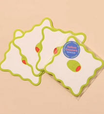 And Here We Are Olive Vellum Coasters