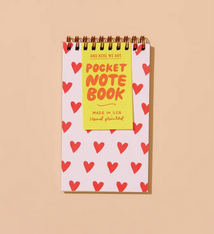 And Here We Are Red Hearts Pattern Small Notebook