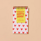 And Here We Are Red Hearts Pattern Small Notebook