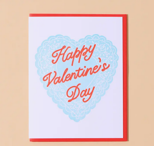 And Here We Are Vintage Valentine's Day Doily Card