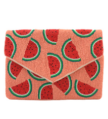 Golden Stella Watermelon Beaded Clutch
