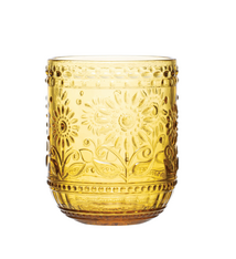 Creative Co-op Embossed Drinking Glass - Amber