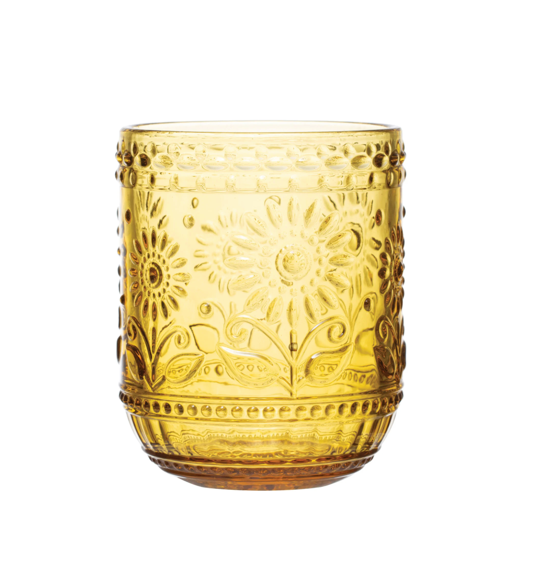 Creative Co-op Embossed Drinking Glass - Amber