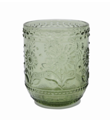 Creative Co-op Embossed Drinking Glass - Green