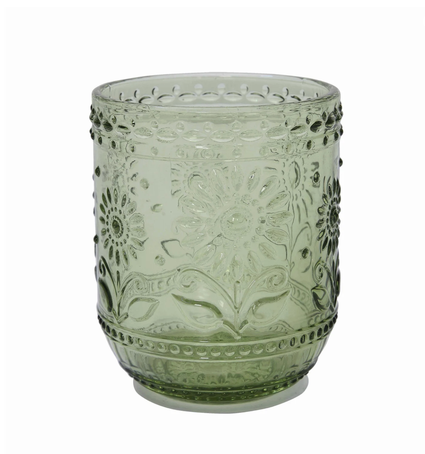 Creative Co-op Embossed Drinking Glass - Green