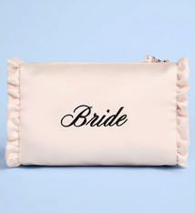 xo, Fetti Embroidered Bride Satin Cosmetic Bag