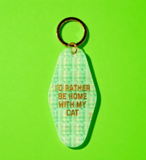 Golden Gems I'd Rather Be At Home with My Cat Keychain