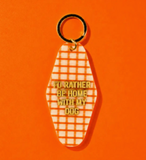 Golden Gems I'd Rather Be At Home with My Dog Keychain