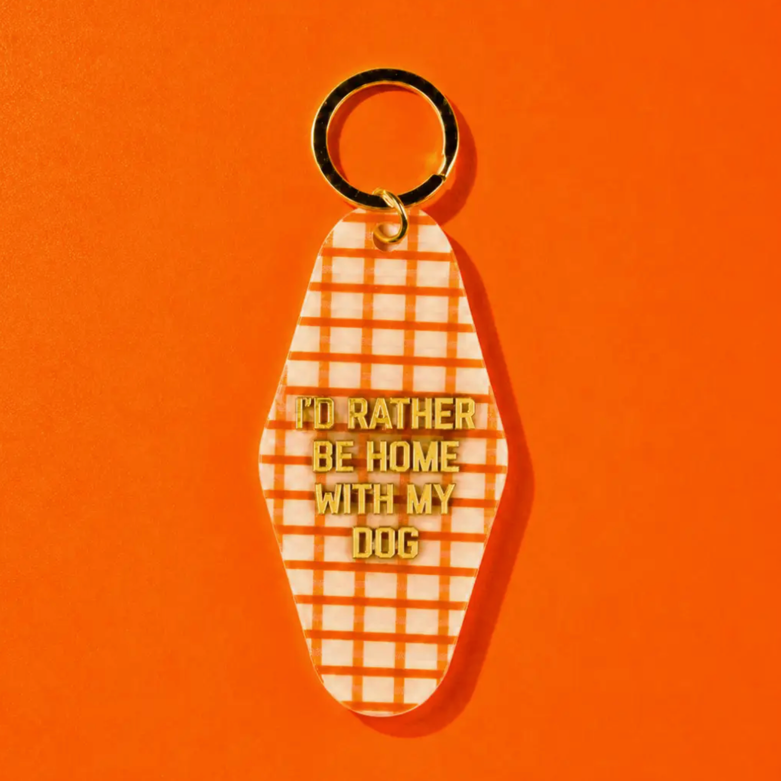 Golden Gems I'd Rather Be At Home with My Dog Keychain