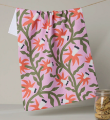 Geometry Graphic Flowers Tea Towel