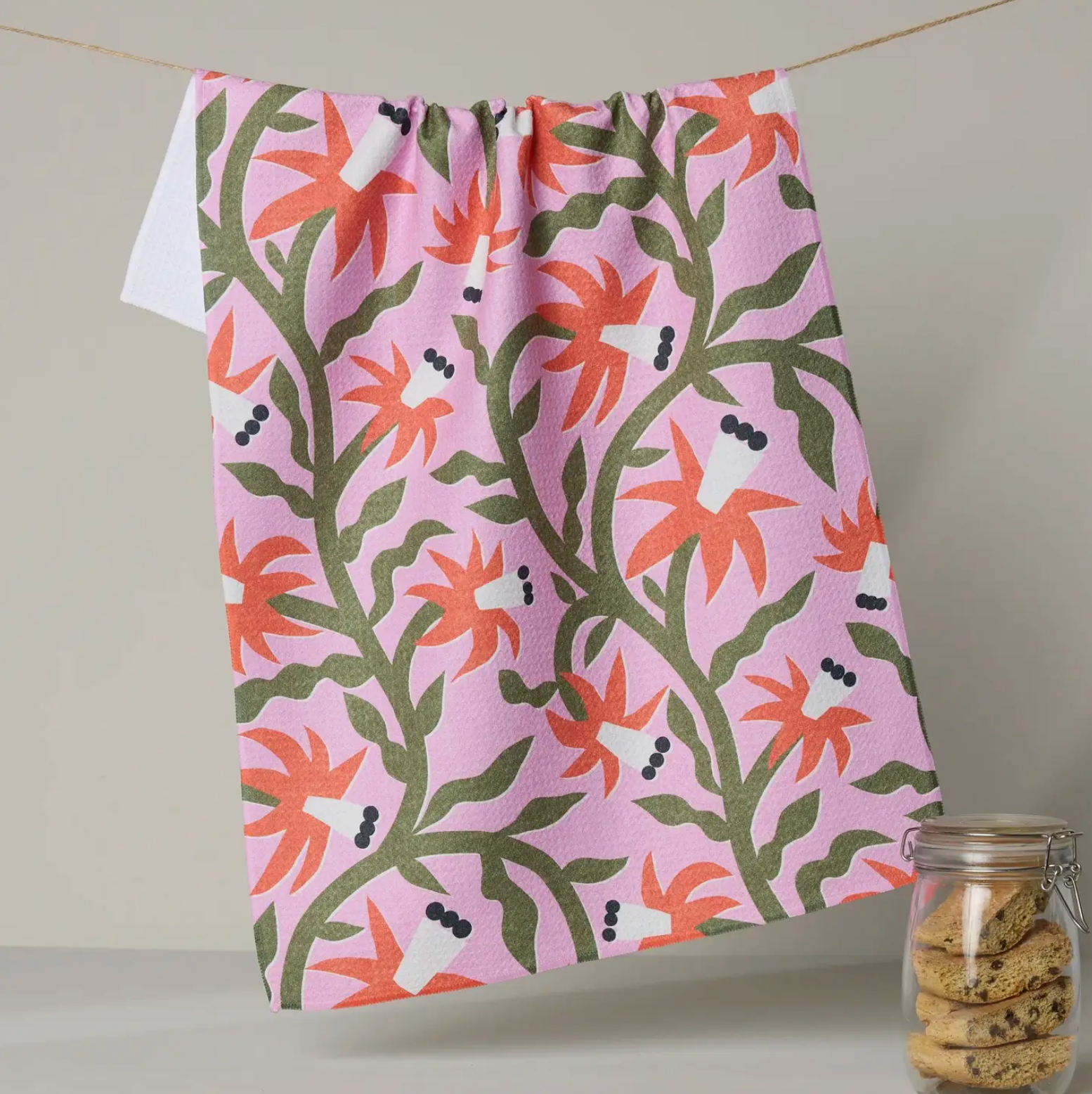 Geometry Graphic Flowers Tea Towel