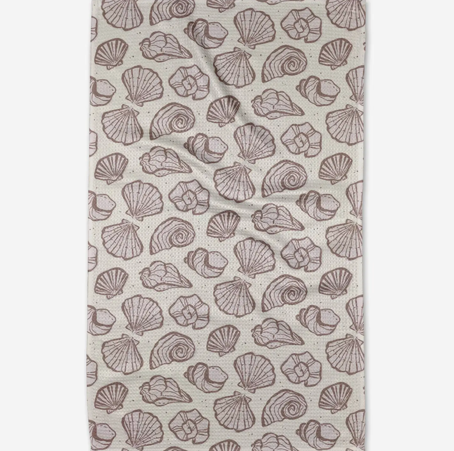 Geometry Retro Coastal Seashells in Neutral Tea Towel